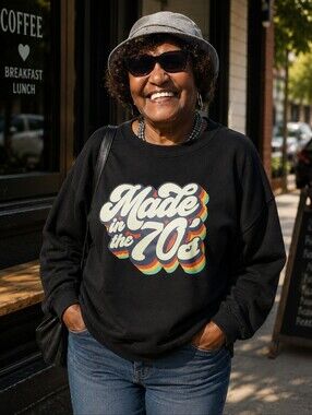 Women’s Oversized Pullover Made In The 70s Black Sweatshirt XL